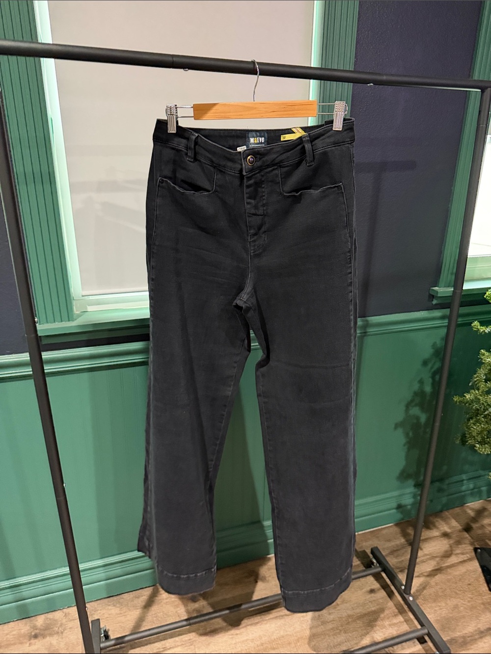 Anthropologie Wide-Leg Pants in Charcoal Black